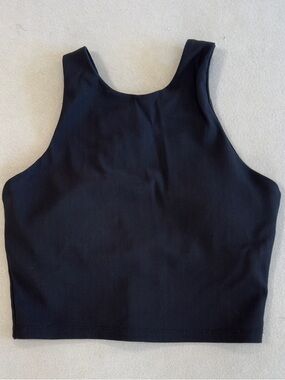 Kyodan Black Ribbed High-Neck Crop Tank
